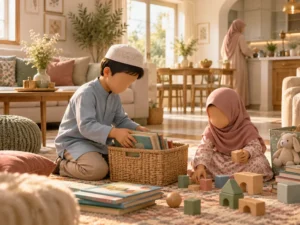 Child connecting Islamic belief with sincere good character