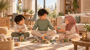 Child learning generosity from Sahaba Stories for Kids